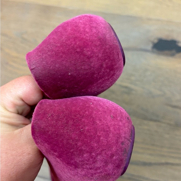 Melissa Fuchsia Velvet Peep Toe Ballet Flats Euro 38, US 7 - Picture 3 of 8